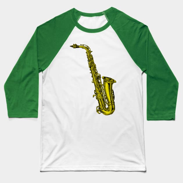 Saxophone Print Baseball T-Shirt by rachelsfinelines